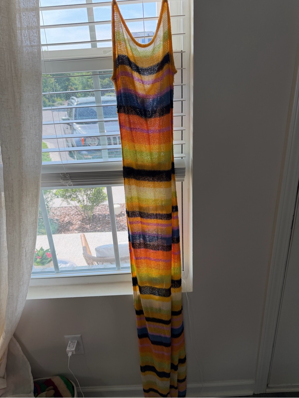 Tiger Mist Striped Knit Maxi Dress in Yellow, Orange, Black, Blue